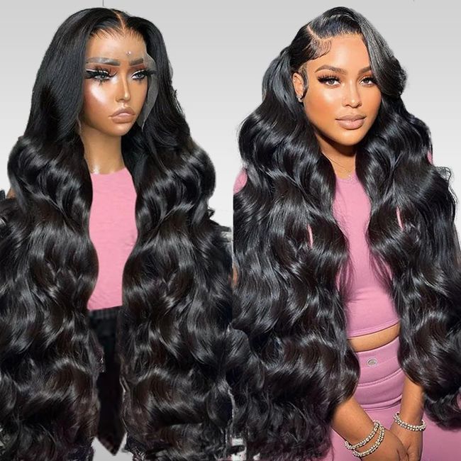 KADOYEE Body Wave Lace Front Wigs Human Hair 180 Density 13x4 HD Lace Front Wigs Human Hair Pre Plucked Glueless Wigs Human Hair Frontal Wigs with Baby Hair for Black Women 28 Inch