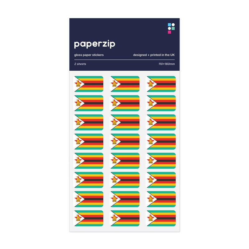 PAPERZIP - Zimbabwe Flags – 48 Stickers for Business, Schools ...