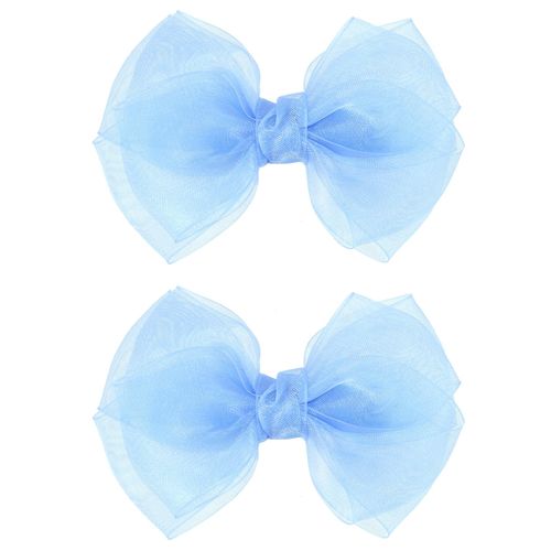 Blue Ribbon Hair Bows 4" Mesh Organza Hair Bow Alligator Clips Barrettes Ponytail Holder Decor Accessories for Women Girls Toddlers Teens Kids Children Back School Gift Set