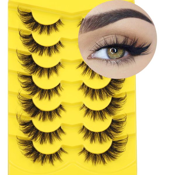 Fox Eye Lashes Wispy False Eyelashes Natural Look Clear Band Lashes Fluffy 20mm 3D Mink Lashes Cat Eye Spiky Strip Lashes Pack by Kiromiro