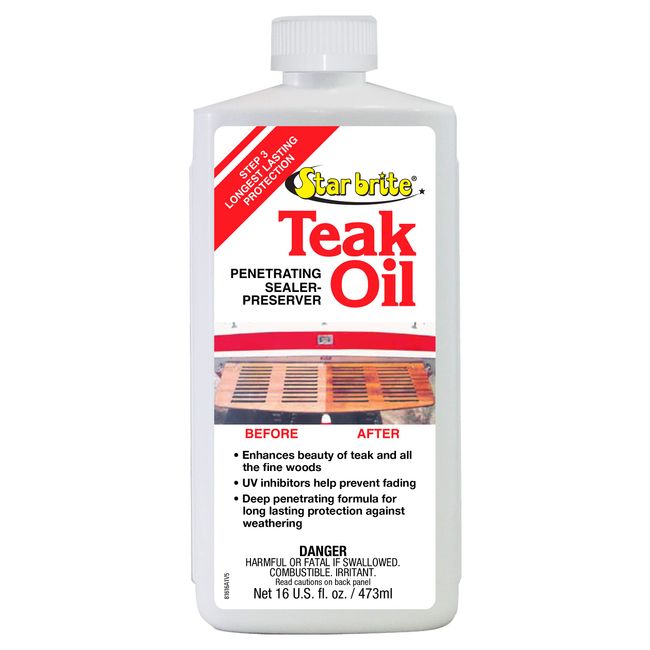 STAR BRITE Teak Oil - Long Lasting, Penetrating, Sealer & Preserver With UV Inhibitors - Marine Grade for the Harshest Weather Conditions 16 OZ (081616)