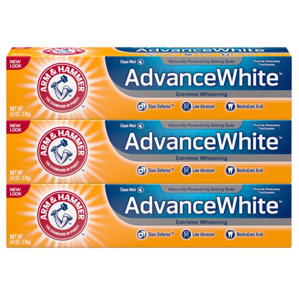 Arm & Hammer Advance White Extreme Whitening Fluoride Toothpaste Clean Mint 6 oz New Packaging! (Pack of 3)