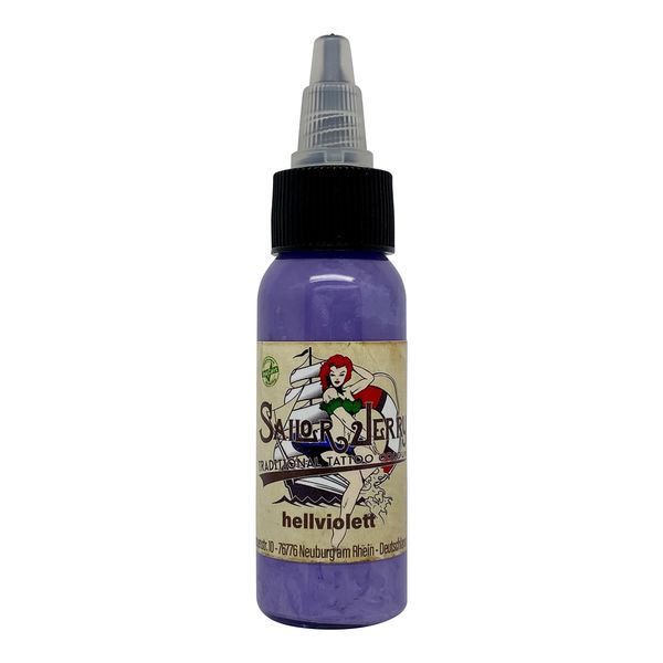 REACH-konforme Sailor Jerry Tattoofarbe Hellviolett 30 ml. Deutsche Tattootinte, Made in GERMANY und mit Zertifikat Tätowierfarbe, Tattoo Ink, deutsche Tattoofarbe, Vertrieb durch HAN-SEN GmbH