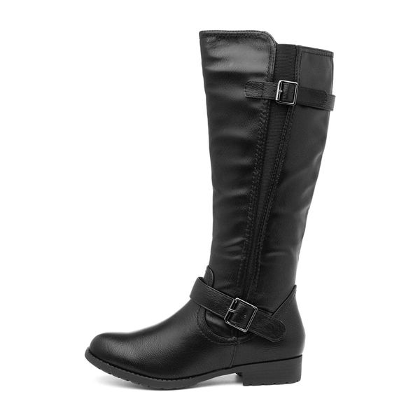 Lilley Marcy Womens Black Riding Boot with Buckles - Size 3 UK - Black