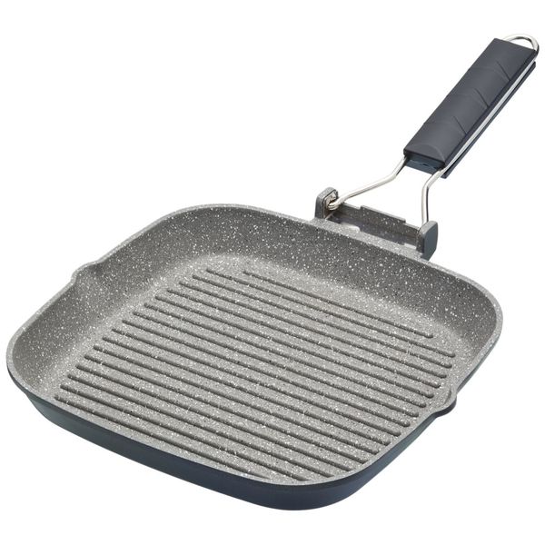 MasterClass Non-Stick Induction-Safe Griddle Pan with Folding Handle, 20 cm (8”), Black