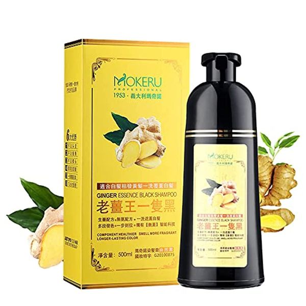 MOKERU Ginger Black Hair Shampoo Magic 5 minutes natural black hair dye Component Healthier Smell More Fragrant Longer-Lasting Color