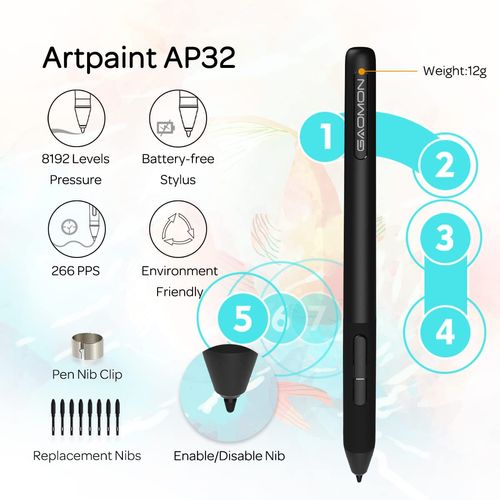 GAOMON S620 Drawing Tablet 6.5 x 4 Inch Graphics Tablet with 8192 Passive Pen 4 Customizable ExpressKeys for Digital Art, Painting, OSU Playing, Compatible with Windows PC, Mac