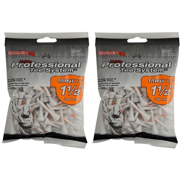 Pride Professional Tee System Minitee 1 ½" Golf Tees, 90 Count (Pack of 2)