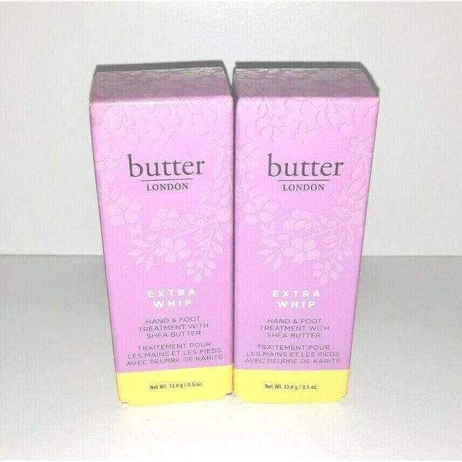 SET OF 2 Butter London Extra Whip Hand & Foot Treatment With Shea Butter - .5 oz