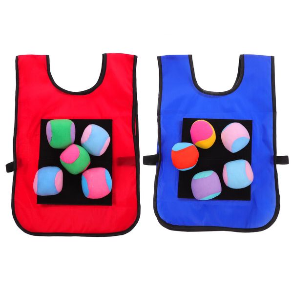 Ipetboom 2Pcs Sticky Target Ball Vests with 10pcs Soft Balls, Dodgeball Vests Game, Outdoor Game Props for Kids Sports, Sticky Target Ball Throwing Balls Set