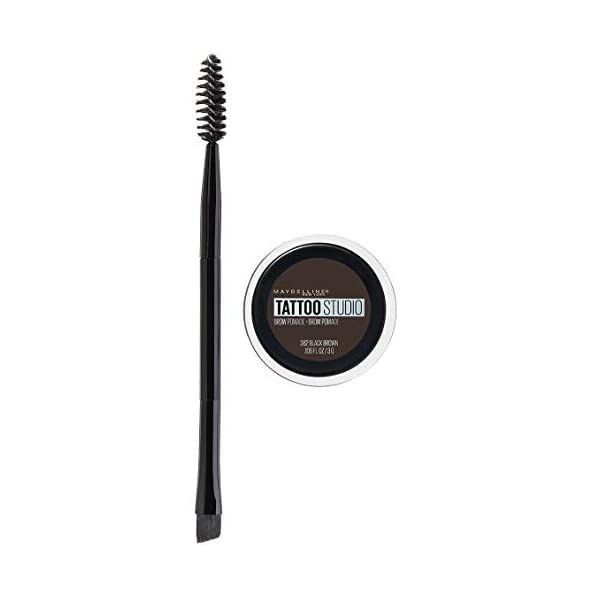 Maybelline Tattoo Studio Brow Pomade Long Lasting Buildable Eyebrow Makeup Black Brown 0.106 oz.