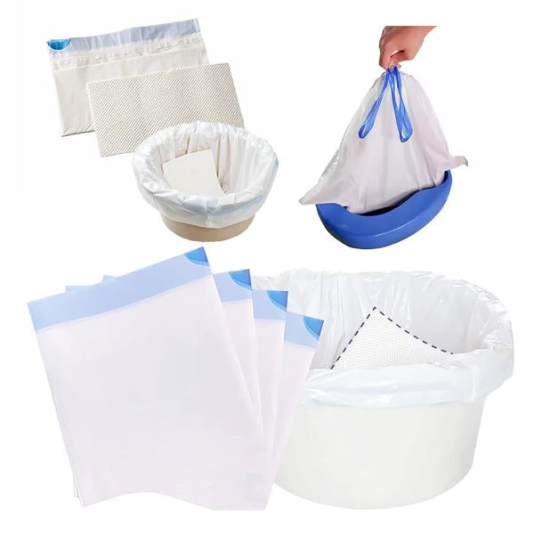 Pack of 40 Commode Liners with Absorbent Pad Odorless | Disposable Bags Super Absorbent, Universal Fit | Suitable for Commodes, Bed Pans, Waste Bags for Commode Chair, Portable Camping Toilet