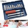 13pc Hobby Knife Razor Blade Set Kit w Case Cutter Tool Exacto Precision Cutting