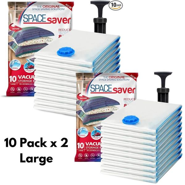 Spacesaver Vacuum Storage Bags for Clothes Storage, 10 Pack x 2 - Large