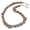 Avalaya Antique White Bead & Shell Long Necklace (Burn Silver Tone)