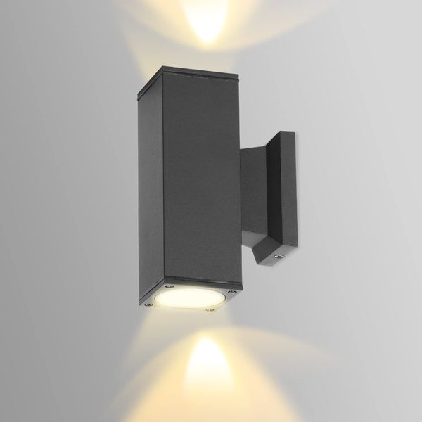 Aigostar Outdoor Wall Lights Mains Powered, IP65 Up Down Outside Lights Exterior Wall Sconce, Aluminum Indoor Wall Lights Max 35W GU10 Wall Light for Front Door, Garage, Porch, Garden, Balcony, Patio