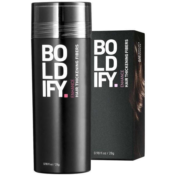 ﻿﻿BOLDIFY Hair Fibers for Thinning Hair (MEDIUM BROWN) Undetectable & Natural - 28g Bottle - Hair Powder - Completely Conceals Hair Loss in 15 Sec - Hair Thickener & Topper for Fine Hair for Women & Men