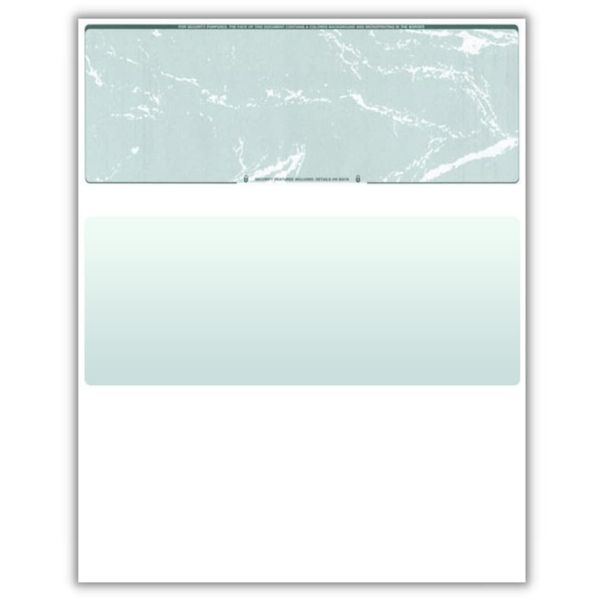 Blank Check Paper, Computer Checks Compatible with QuickBooks and Any Laser Printer, Secure Check on top Voucher on Bottom (50 Blank Checks, Green Marble)