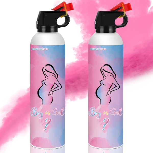 Gender Reveal Fire Extinguisher, Pink Gender Reveal Decor, Baby Girl Reveal Party Supplies 100% Biodegragable for Gender Reveal Decorations（2 Pack）