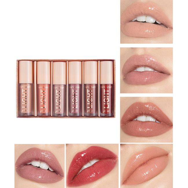 6 pcs Lipgloss, Schimmer und Glanz, Lipgloss für voller wirkende Lippen, Feuchtigkeitsspendend, für natürlich glänzende Lippen, Lifter Gloss, Feuchtigkeitsspendender Lipgloss mit Boosting-Effekt(02)