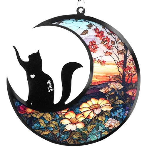 PLwelth Cat Memorial Suncatcher Cat Memorial Gifts for Loss of Cat Pet Sympathy Gifts for Cat Lovers Personalized Cat Ornaments for Windows in Loving Memory of Cat Passing Away Cat Remembrance Gifts