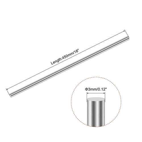 uxcell 3mm x 450mm(1/8" x 18") 304 Stainless Steel Solid Round Rod for DIY Craft - 4pcs