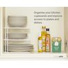 simplywire – 3 Tier Plate Rack - Kitchen Cupboard Organiser – White - Square