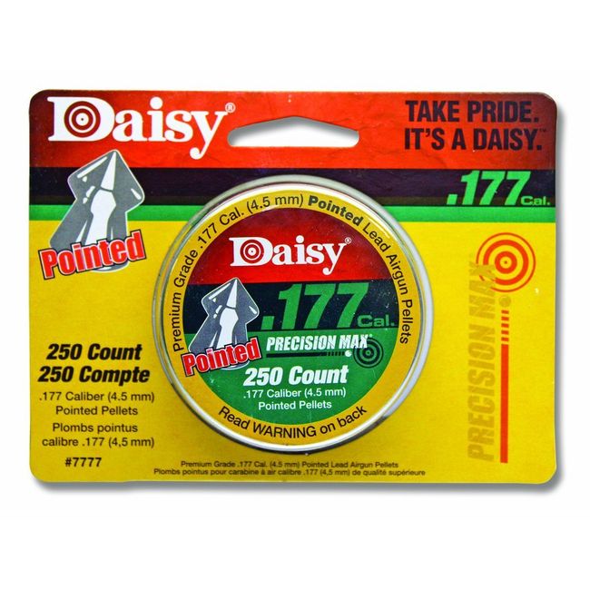 Daisy Outdoor Products 250 ct. Pointed Field Pellets . 177 PDQ (Silver, 4.5 mm), Lead, .177 Caliber (987777-446)