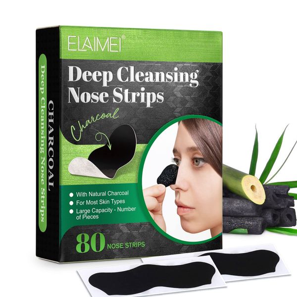 Cerotti Punti Neri, Strisce per Punti Neri, Punti Neri Cerotti, Nose Strips, Strisce di pulizia profonda rimuovono per la zona del naso e viso olio e punti neri, 80Pezzi