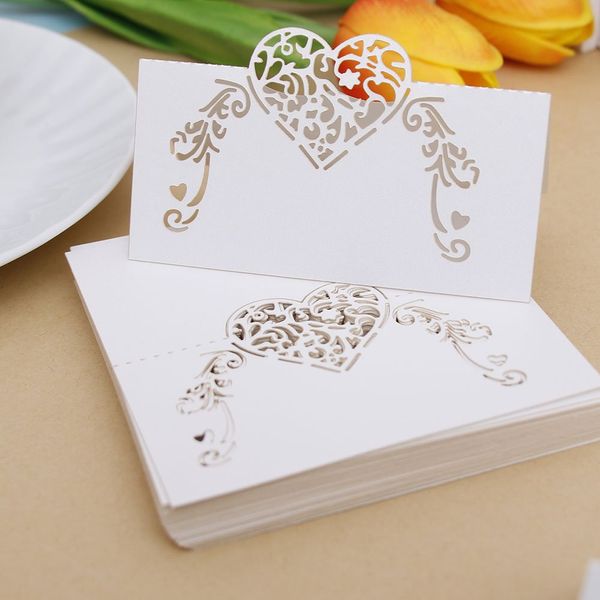 NUOMI 50 Pieces Wedding Table Place Cards White Table Numbers Cards, Tent Cards, Name Cards for Table Setting, Reception Banquets Dinner Party Supplies