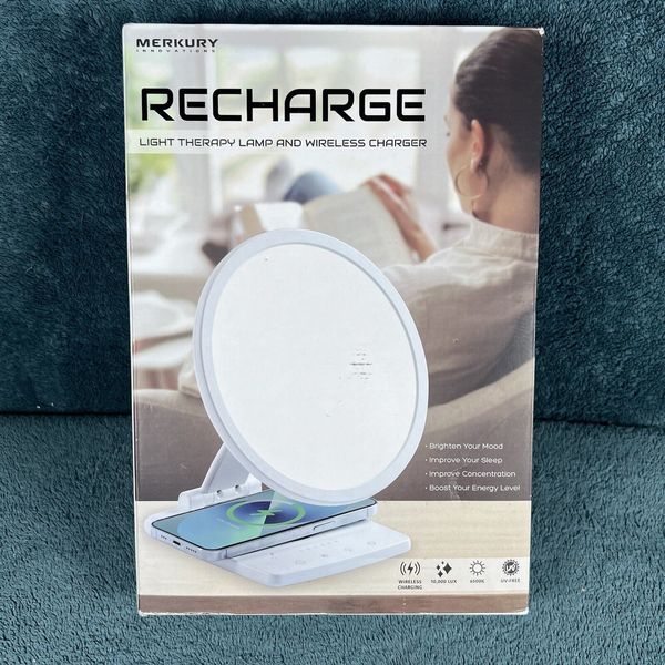 Merkury Innovations Recharge Light Therapy Lamp with Wireless Charger No UV New