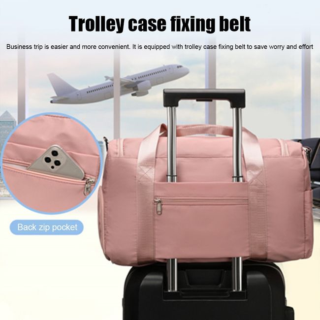 Collapsible Trolley Bag Large Capacity Luggage Rolling Bags Oxford Cloth  Dry-Wet Separation Unisex Business Trip Bag