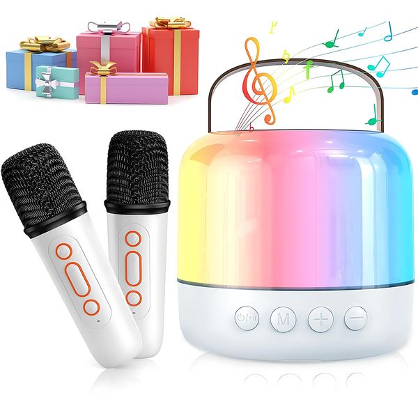 Mini Karaoke Machine for Kids Adult: 2MIC Portable Bluetooth Speaker with Wireless Microphone - Karaoke for Girls Age 4 5 6 7 8 9 10 11+ Year Old Birthday Christmas Party Gifts Supplies (2 MIC)