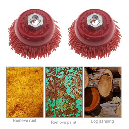 Be In Your Mind Nylon Cup Brush Pack of 2 75 mm Nylon Filament Abrasive Wire Cup Brush Steel Internal Thread M14 x 2 for Removing Rusts Metal Polishing Cleaning