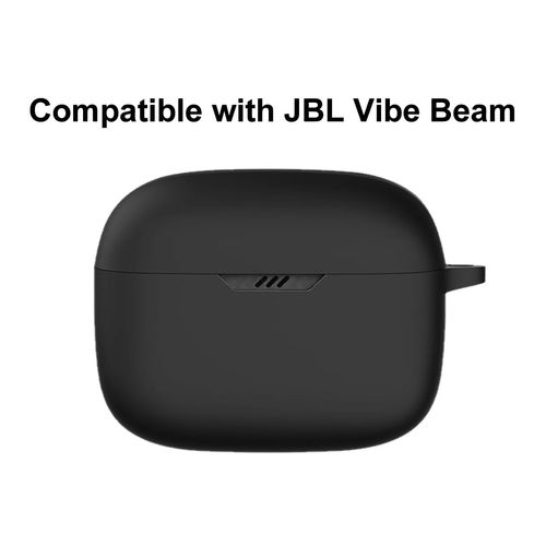 A-Focus for Vibe Beam Case, Silicone Shockproof Skin Cover with Keychain Accessories Set Compatible with JBL Vibe Beam Black