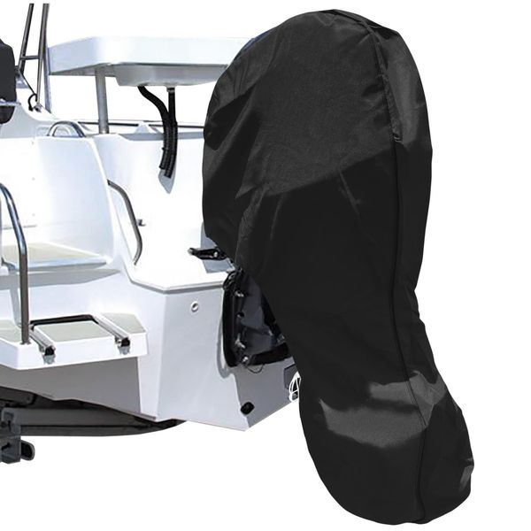 iCOVER Outboard Motor Covers, Trailerable Full Boat Motor Cover Waterproof Heavy Duty Oxford Fabric Outboard Engine Covers with Zipper, Fits 100-150HP Motor