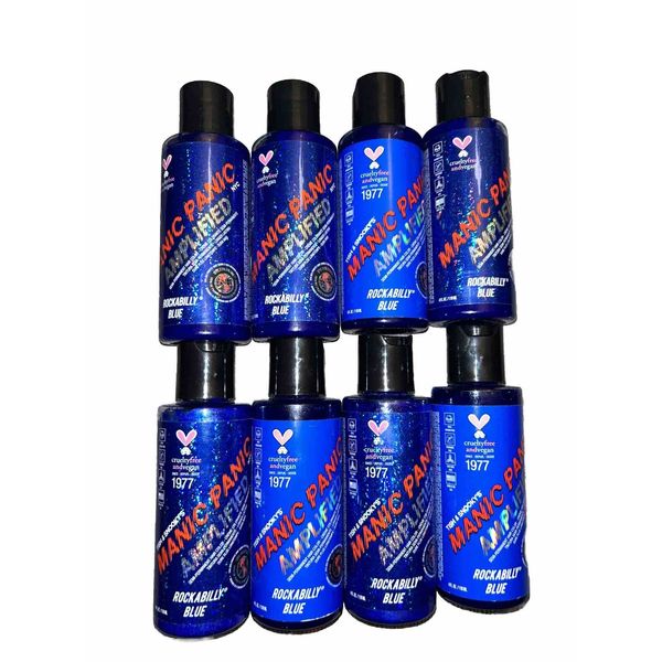 8x Manic Panic Amplified Semi-Permanent Hair Color - Rockabilly Blue 4 oz Each