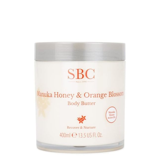 SBC Skincare Manuka Honey & Orange Blossom Body Butter - 400ml | Shea Butter And Propolis Body Lotion | Moisturising Body Cream For Dry And Sensitive Skin