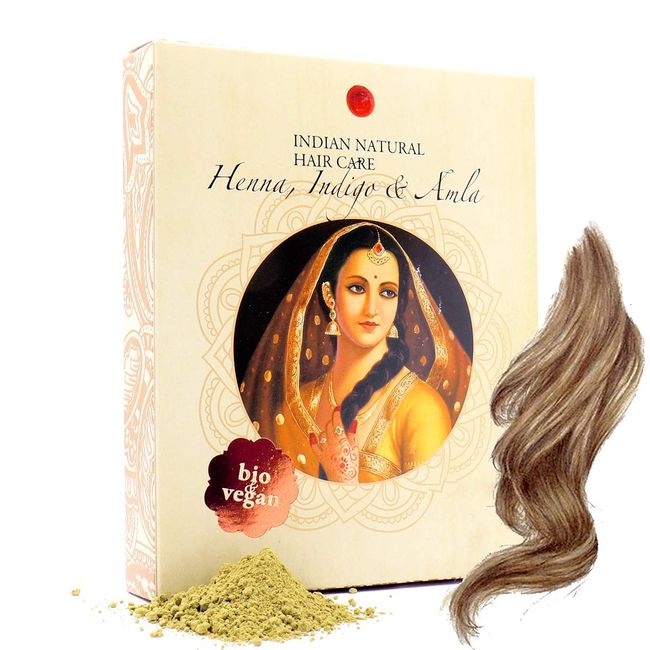 Henna, Indigo & Amla Powder - Light Brown Hair Dye - Fresh & Pure Organic - 7oz - Indian Natural Hair Care