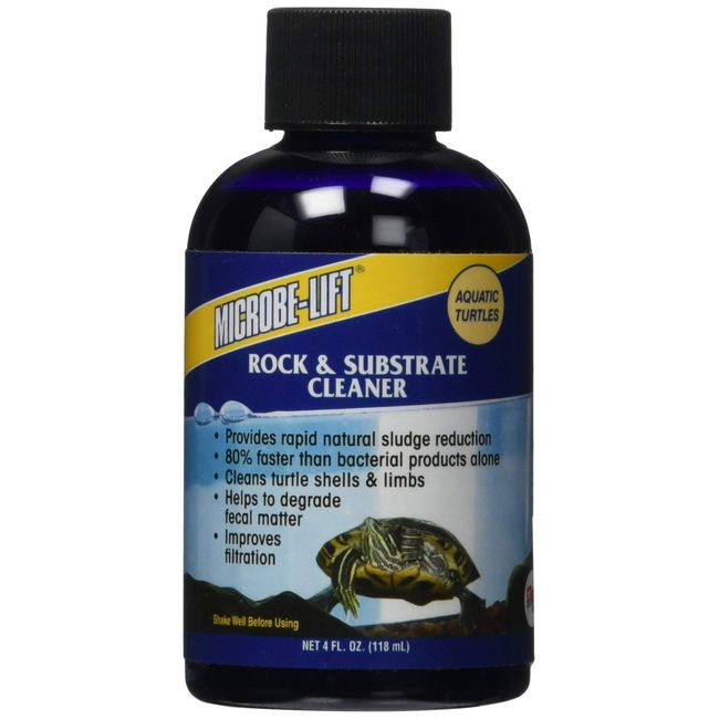 Microbe-Lift Rock and Substrate Cleaner for Aquatic Turtle Aquarium Environments, Clarifies Tank Water, Degrades Fecal Matter, 4oz