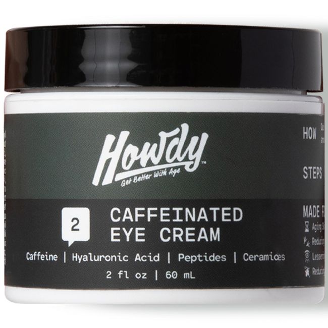 HOWDY Caffeine Eye Cream for Men (2 oz) - For Dark Circles, Puffiness, Eye Bags