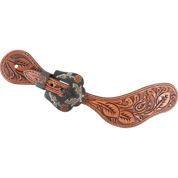 Cashel Cowboy Spurstraps with Rosebud Tooling, Natural