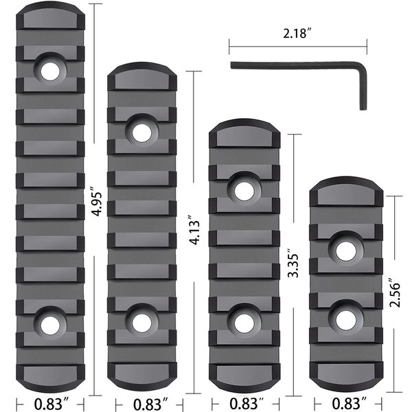 8 Pack Picatinny Rail Polymer Picatinny Rail Single Picatinny Rail, 5 5 7 7 9 9 11 11 Slots Black