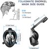180 DEGREE FULL FACE SNORKEL MASK CAMERA MOUNT ADJUSTABLE HEAD STRAPS BLACK