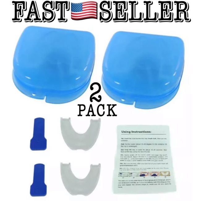 2x Stop Snoring Mouthpiece Apnea Aid MouthGuard Sleep Bruxism Snore Guard Grind