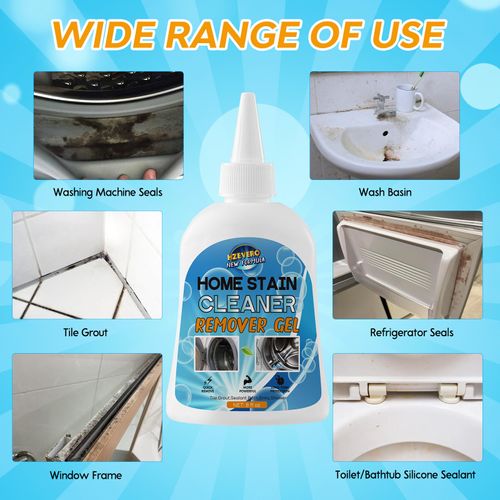 Mold Stain Remover Gel, Washing Machine Gasket Cleaner for Front Loader Washer Rubber Seal Home Stain Removal Gel for Grout, Caulk, Refrigerator, Shower, Bathtub, Bathroom Cleaning Solution (8 Fl Oz)