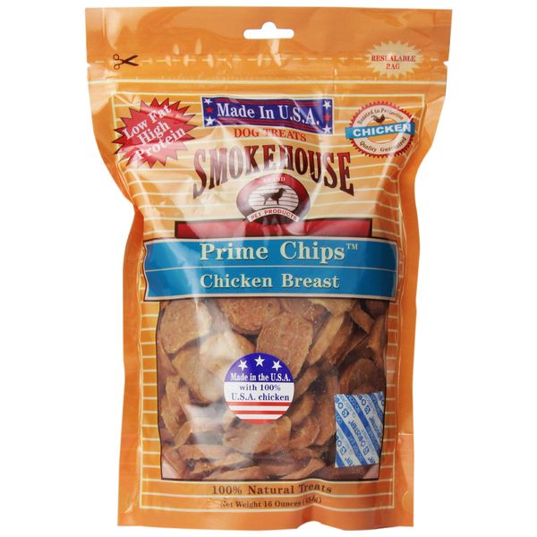 Smokehouse 100-Percent Natural Prime Chips Chicken Dog Treats, 16-Ounce