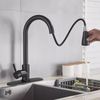 Matte Black Kitchen Sink Faucet Single Handle Swivel Pull Down Sprayer Mixer