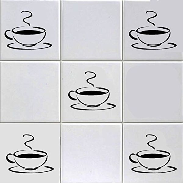 12X COFFEE CUP TILE STICKERS TO FIT 6 inch TILES KITCHEN WALL ART SHOP HOME HOTEL BAR CAFE