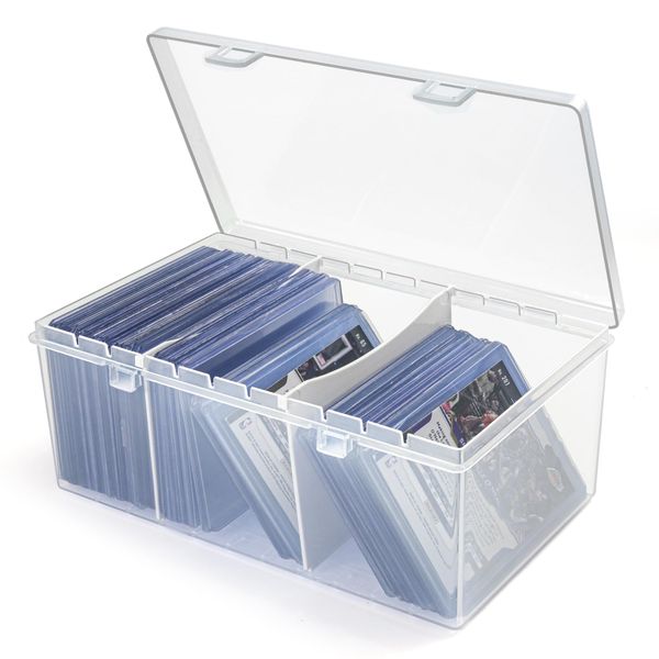 Vowcarol Plastic Top loader Storage Box with Dividers, Trading Card Storage Box, Sports Cards Storage Box, Top loader Case for baseball cards storage- 1 Pack